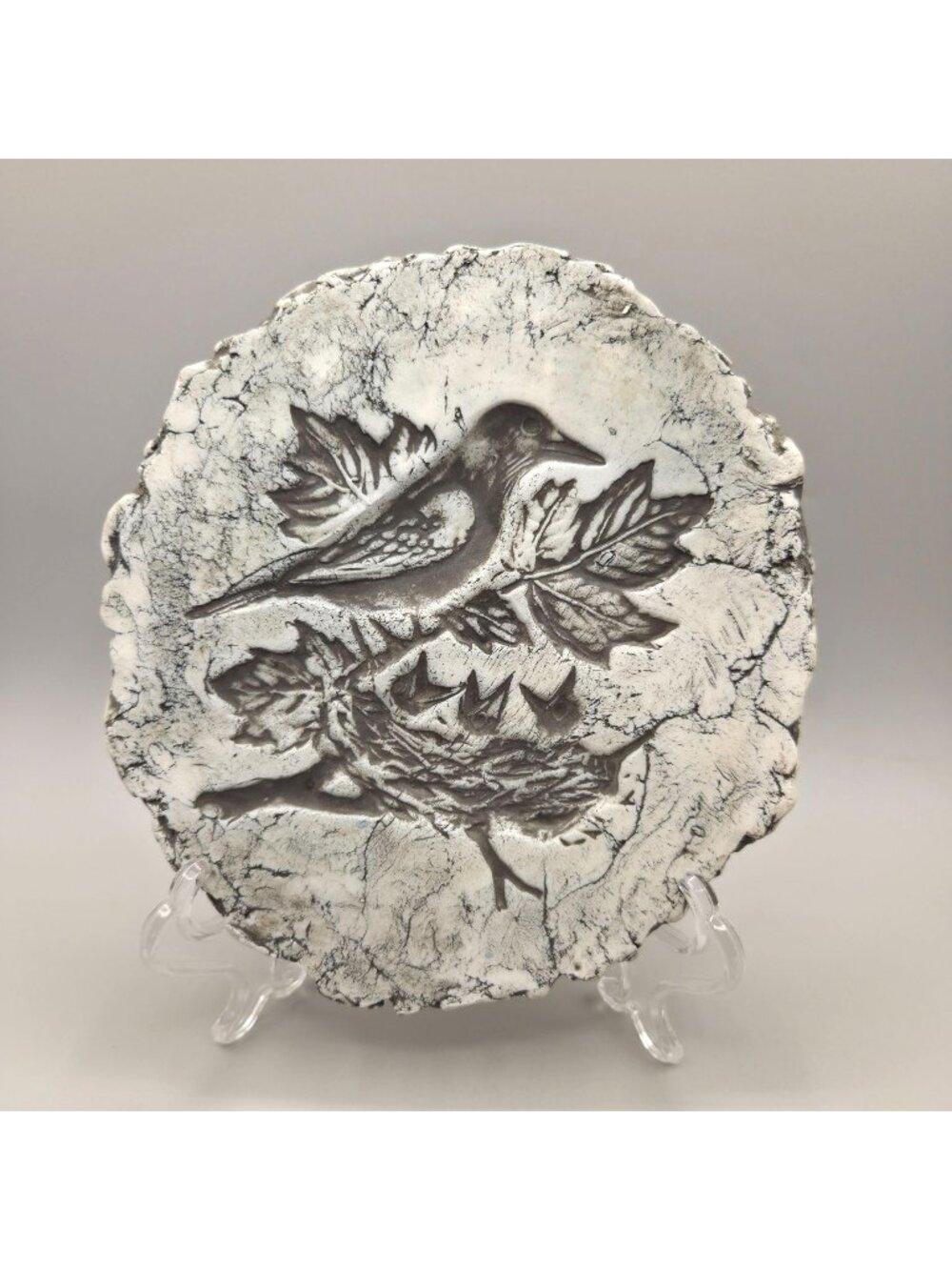 Shapes of Clay Bird Baby Birds in Nest Decorative Plaque Mt St Helens Ash Signed